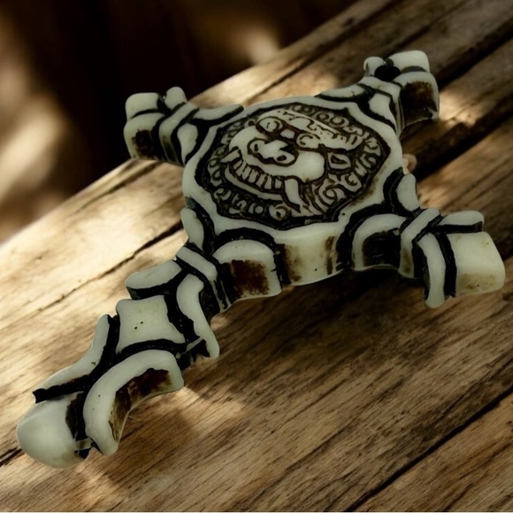 Jewelry - Mahakala Cross Pendant - Brown and Ivory Colored